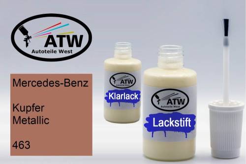 Mercedes-Benz, Kupfer Metallic, 463: 20ml Lackstift + 20ml Klarlack - Set, von ATW Autoteile West.